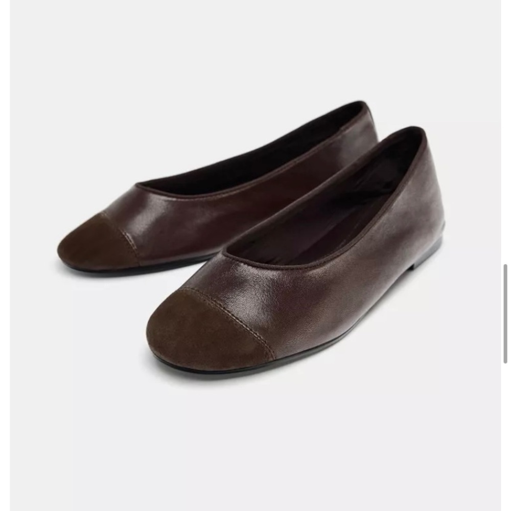 Zara Dark Brown Leather Flats